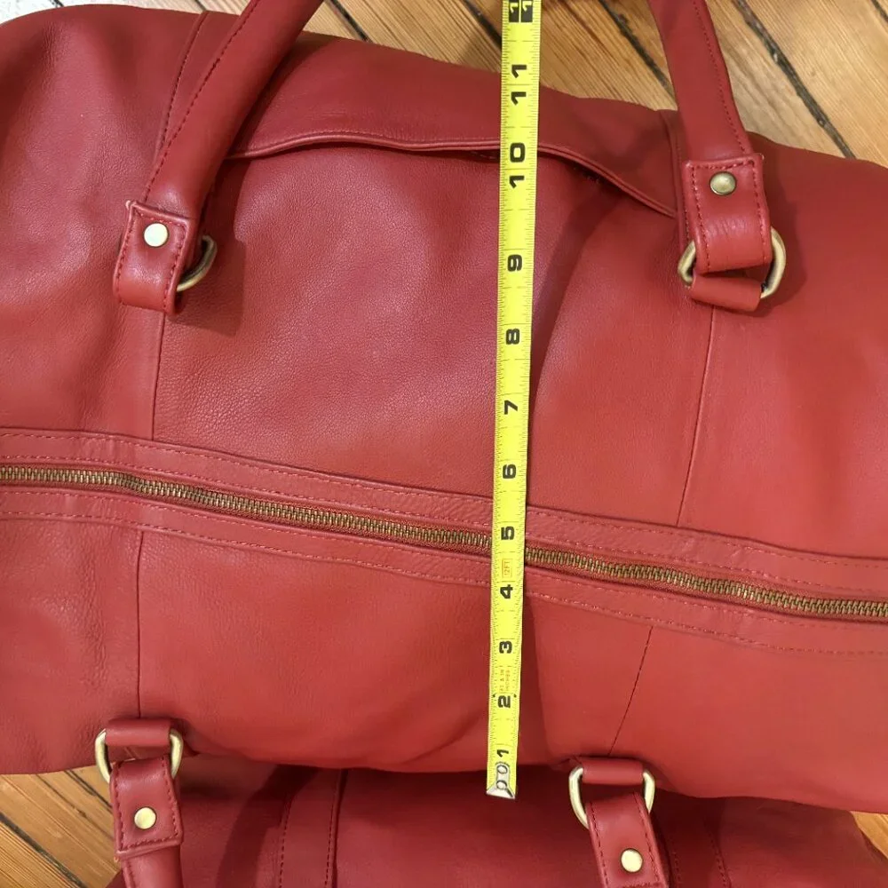 Leather Traveler Bags Hand Dyed Dark Red Carry On Travel Medium & Small size - Picture 9 of 15